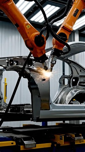 BIW Robotic Welding AI Video #aishorts #aivideo #aiart #biwwelding #welding #robotwelding #shorts