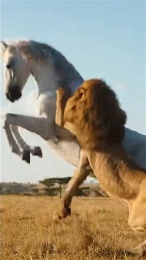 Lion vs Horse 😱 Unexpected Wild Encounter. #foryou ##viral #wildlife #lion #horse
