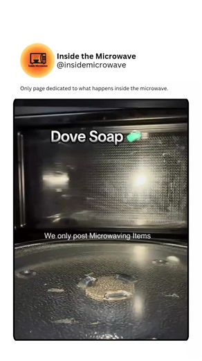 Inside the Microwave on Instagram: "Watch a simple bar of Dove soap transform into a fluffy, expanding cloud of bubbly foam inside the microwave! What starts as smooth and solid turns into a mesmerizing science show as heat unleashes its hidden magic. Follow for more wild transformations and tell us what you want to see next!"