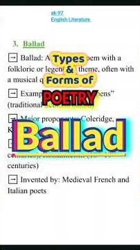 Ballad : Types of Poetry series (4th video) #ballad #ugcnetenglishliterature #feed