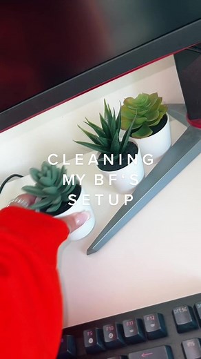 Cleaning My Boyfriend's Gaming Setup | Desk Cleaning ASMR