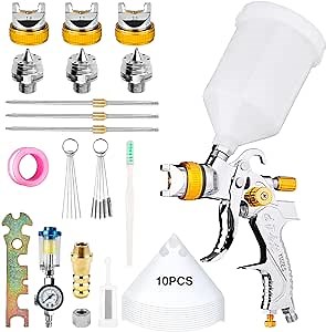 YUZES Automotive Paint Gun for Cars, Air Spray Gun with 1.4/1.7/2.0mm Nozzles and Complete Accessories, Easy to Replace, Paint Spray Gun for Painting Cars, Furniture, Detailed DIY Projects (Yellow)
