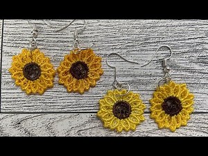 Machine Embroidery FSL Sunflower Earrings Stitchin With Sue