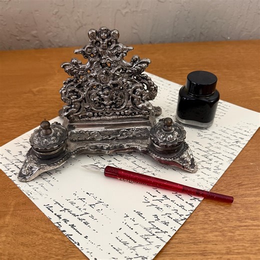 Vintage Italian Rococo Style Ornate Double Inkwell and Letter Holder - Etsy