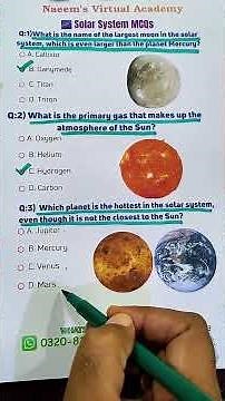 Solar System MCQs | Space Quiz for Students | Planets Multiple Choice Questions