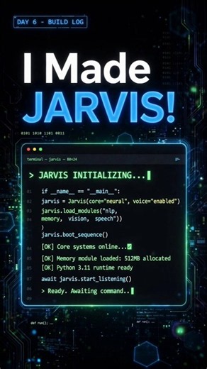 I Built JARVIS On My Phone! 🤖📱Day 6/30Comment "CODE" 👇#python #jarvis #coding #viral