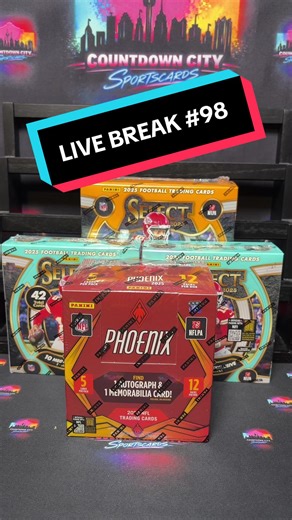 🚨 LIVE BREAK – PICK YOUR TEAM #98 🚨 We’re back with another 🔥 PYT break and this one is LOADED! 🏈 What’s in the break: • 3x 2025 Select Mega Boxes • 1x 2025 Phoenix Hobby Box 👀 What we’re chasing: • Select Zebras 🦓 (SSP case hits!) • Autos & 🔥 colored parallels • Phoenix Color Blast 💥 • Phoenician inserts big rookie hits 🛒 PRE-SALE IS LIVE NOW All 32 teams are available in the link in bio/description — lock in your squad before we go live! This is a Pick Your Team (PYT) break — grab you