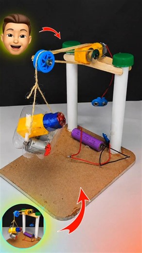 DIY Mini Construction Crane Using DC Motor 7th class science project #viral #shorts #project