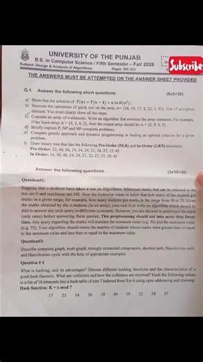 DC-321 | Design & Analysis of Algorithm | 2026 paper #cs