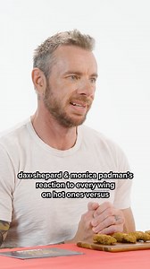 Dax Shepard and Monica Padman's reaction to every wing on hot ones versus 🫠 #hotonesversus | Hot Ones
