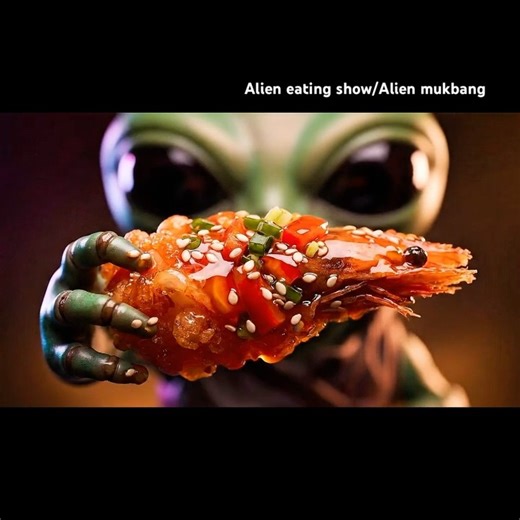 Alien Eats Spicy Chili Shrimp! 👽🍤🔥