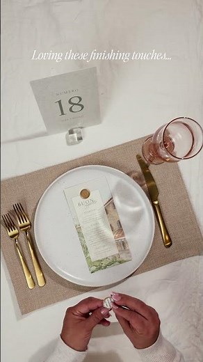 Complete Table Setting with Wax Sealed Stationery | Dolce Vita Table Numbers, Menu & Place Cards | B