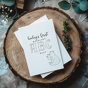 ABC Book Baby Shower Activity, Woodland Animals, Alphabet Coloring Page Keepsake, Party Game, PRINTABLE Art, Forest Theme, Gender Neutral - Etsy