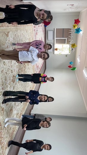 Children's Dance Activity in a Colorful Indoor Space