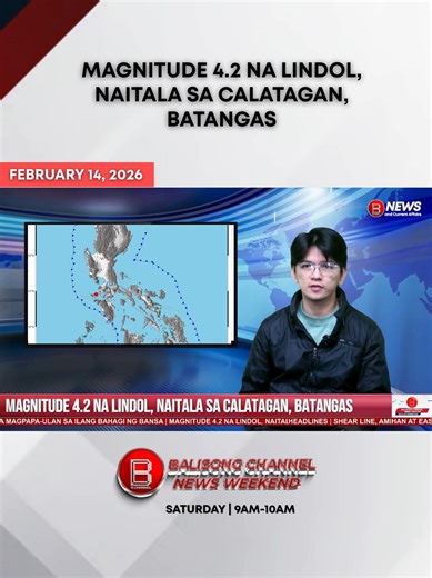LINDOL SA CALATAGAN, BATANGAS! Niyanig ng magnitude 4.2 na #lindol ang karagatang bahagi malapit sa Calatagan, Batangas kagabi alas-7:56. Naramdaman ang Intensity 2 sa Puerto Galera, Oriental Mindoro habang Intensity 1 naman sa Lemery, Batangas at sa Abra de Ilog at Mamburao sa Occidental Mindoro. | BChannel news | Balisong Channel