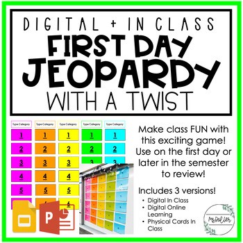 First Day Jeopardy With A TWIST Game Template | Editable Interactive Activity