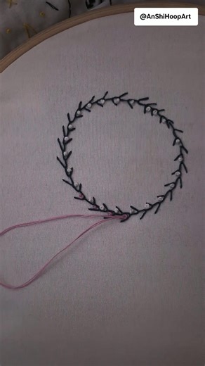 Simple Floral Circle Hand Embroidery 🌸 Easy Beginner Stitch Design| AnShi Hoop Art