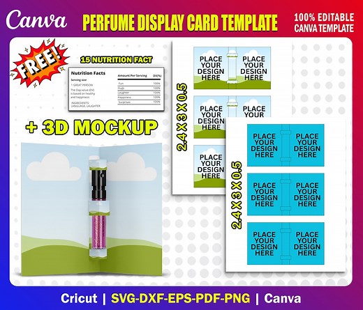 Perfume Display Card Template | Editable Canva DIY Label Packaging | Fragrance Sample Card Digital Download - Etsy