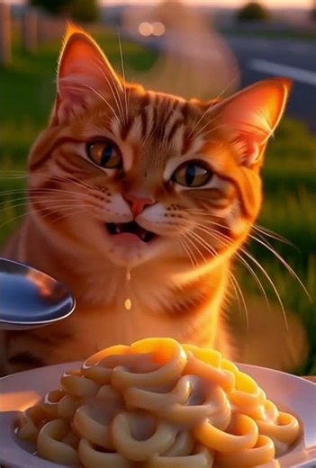 Golden Cat’ Macaroni Feast Cute Cooking Golden Cat Cooking Macaroni on the Roadside