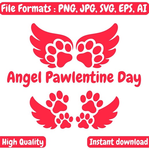 Valentine Dog Paw With Angel Wing | Dog Love Digital Download | Pet Memorial Clipart Bundle for Pet Lovers - Etsy
