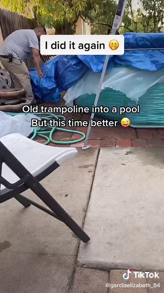 This time it should last longer 😎 #fypシ #trampoline #pool #summer2021 #tiktokmademedoit #coolideasforkids