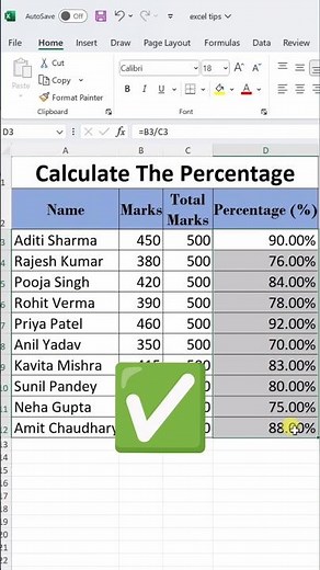 How to Calculate Percentage in #excel | Excel me percentage kaise nikale #exceltips #exceltricks