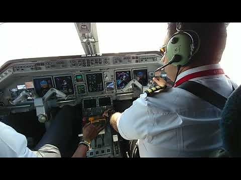 Embraer 145 cockpit view takeoff from Chicago O'Hare Airport