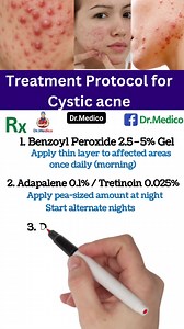 Cystic Acne Treatment Protocol. Cystic acne is a severe form of acne that needs proper medical care. In this reel, I share a simple doctor-style treatment protocol for education. #cysticacne #skincare #skincareroutine #skincaretips #reelsviralシ #reelsfbシ #viralvideoシ #ukreels #usareels #UnitedStates #unitedkingdom #medicaleducation | Dr.Medico