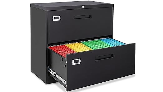 Metal Lateral File Cabinet with Lock, Home Office Filing