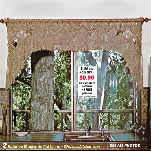 Boho Macrame Curtain Pattern Tutorial PDF Vintage Decor Handmade Valance Design Easy DIY Ideas - Etsy