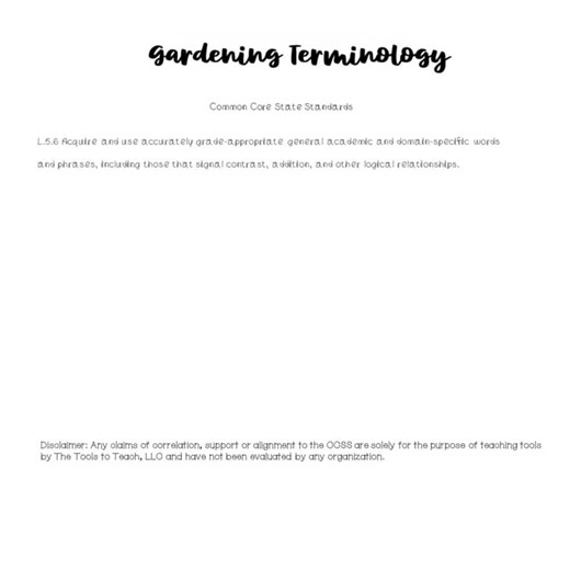 Garden Word Search and Key 20 Vocabulary Words Low Prep Grades 4th-6th