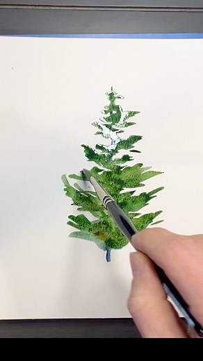 19K views · 470 reactions | Wet on dry watercolor technique for painting trees in middle distance (between the foreground and background). This method is especially useful for painting trees with a conical silhouette. The trick is to vary the branches - some shorter and some sticking out further than on a “perfect” Christmas tree. #watercolortrees #watercolortechnique #wetondry #howtowatercolor #evergreen | Always Wandering Art | Facebook