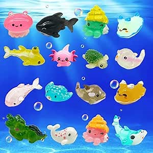 32Pcs Ocean Themed Mini Resin Axolotl Miniature Animals Figurine, Tiny Resin Animals for Fish Tank, Micro Landscape Aquarium, Birthday Party and Sea Animals Themed Party