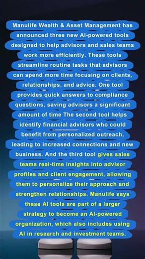 Manulife Launches 3 AI Tools for Advisors & Sales