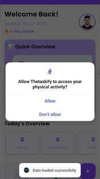 TheTaskify – Physical Activity Permission Demo (Step Counter Feature)