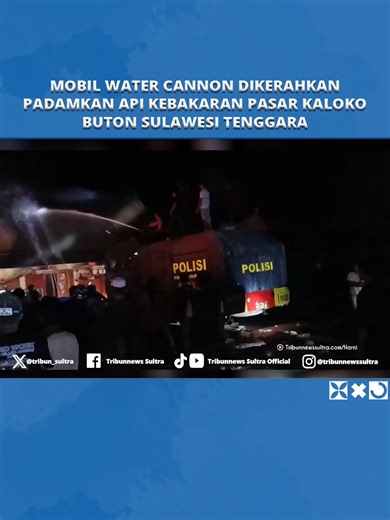 TRIBUNNEWSSULTRA.COM, BUTON - Pasar Kaloko di Kelurahan Takimpo Kecamatan Pasarwajo Kabupaten Buton Provinsi Sulawesi Tenggara (Sultra) terbakar pada Senin (29/12/2025) malam. Kebakaran terjadi sekira pukul 23.30 Wita yang menghanguskan kios pedagang. Masyarakat melaporkan peristiwa tersebut ke Kepolisian Resor atau Polres Buton. Pihak kepolisian langsung mengerahkan satu unit mobil water cannon. Kepala Seksi Hubungan Masyarakat atau Kasi Humas Polres Buton, IPTU Anwar membenarkan peristiwa ters