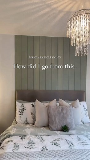 I know I’ve redecorated my bedroom a few times but this is my favourite look so far, I will definitely be keeping it like this for now ☺️ What do you think ? 🌟 like, save, follow @mrsclarkescleaning 🌟 * Shaker panel packs @homebase_uk * Deep Adam green @craigandrosepaints * White Mist @duluxuk @bandq_uk * Oriana Upholstered bed “Dove Woven” @silentnightbeds #diyhomedecor #diydecor #diyideas #diyhome #homediy #homediyproject #homediyprojects #wallpanelling #wallpanels #wallpanellingideas #bedro