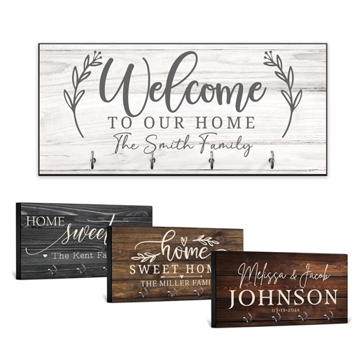 Personalized Family Name Key Holder for Wall, 4 Hook Entryway Key Organizer, Affordable Housewarming Gift - Etsy