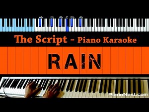 The Script - Rain - LOWER Key (Piano Karaoke / Sing Along)