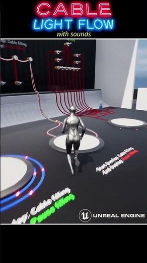 Cable Light Flow Multi Spline connection system with sounds Electric connection on Unreal Engine
