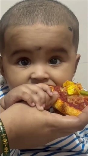 7 Month baby Eating Pizza| Baby Food #shorts