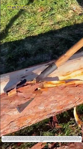 Bark Removal: How a Sharp Tool Reveals the Surface of a Wooden Log