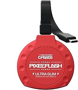 PixelFlash CFast 2.0 Card Reader USB C (Red) - Memory Card Adapter with Cabled Type-C USB 3.1 Gen 2, Up to 10Gbps File Transfer, Ultra-Slim & Anti-Slip Rubber Shell, Compatible with Most Brands & OS