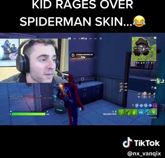 Fortnite Kid Rages and Cries Over Spider Man Mythic