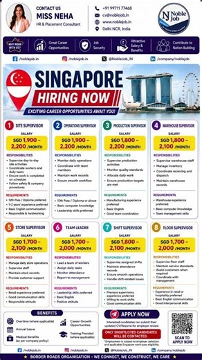 🚨 🇸🇬 Singapore Hiring Now Supervisor Jobs Apply Today!