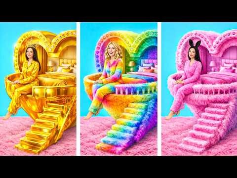 Doll Room Makeover | Défi Arc-en-ciel Duveteux contre le Carton par PiPi Pop FR