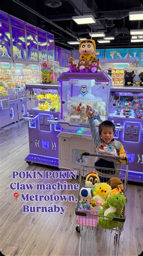 Hayson👦🏻 on Instagram: "Come visit Canada’s Largest Claw Machine store with me! @pokinpokinmet @pokinpokin.official @metropolisatmet location🤖🎯🕹️ Look how easy it is!! I got all my plushies within 3 tries! I even got two plushies in one goal😏 A 4 years old kid like me, can get 9 plushies out of $50 tokens😍 They are super kids friendly! They even have step stools provided for kids like me who is not tall enough to see all the plushies inside the machine😂 💜 Token ranges from 77c-$1/ token
