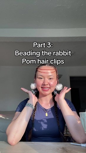 Beading the Rabbit Pom Hair Clips Tutorial
