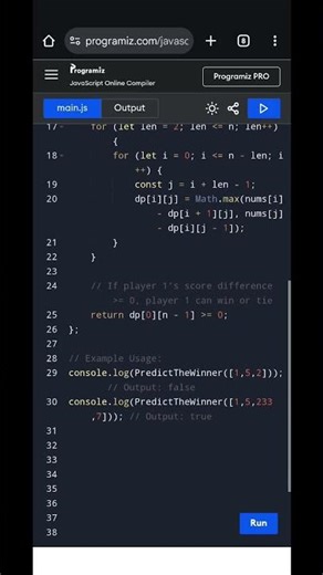 🎮 Predict the Winner | Dynamic Programming Game Theory in JavaScript | LeetCode Solution
