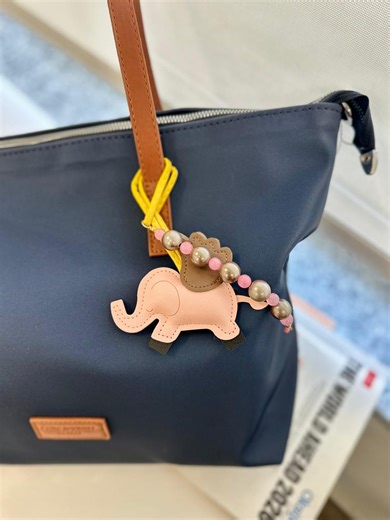 Pink Leather Elephant Bag Charm Beaded Purse Accessory and Handmade Keychain - Etsy
